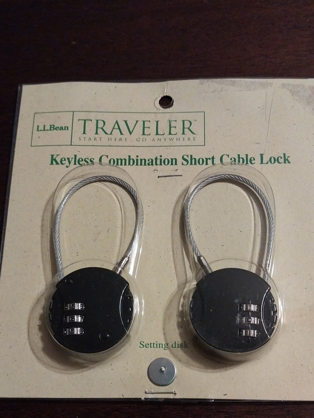 L.L. Bean Black Traveler Keyless Combination Short Cable Locks - Set of 2